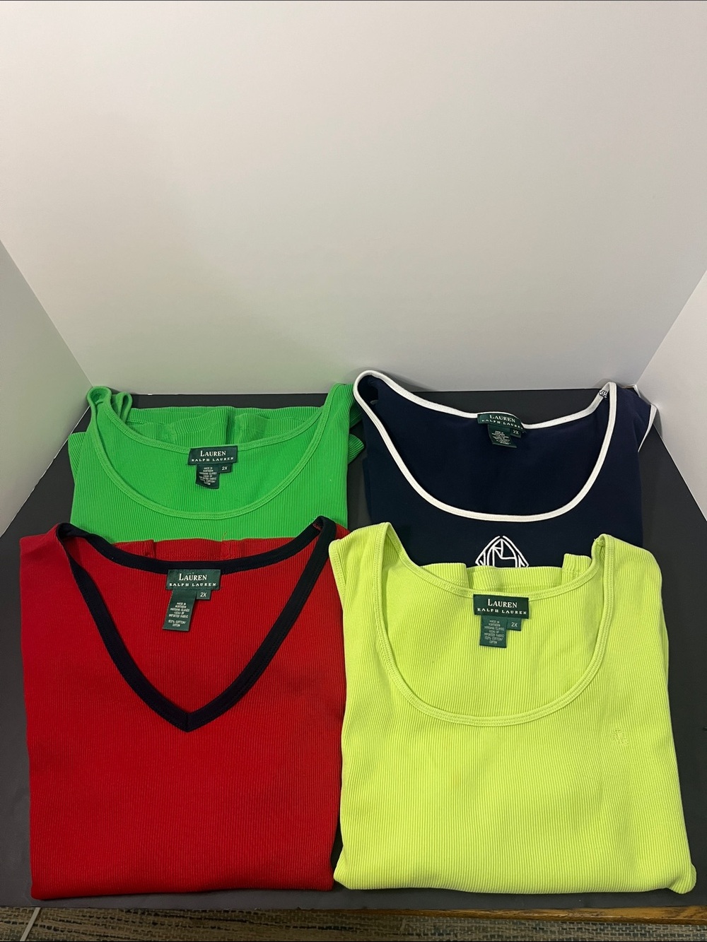 Lauren Ralph Lauren Tank Tops in Green, Navy, Red, Neon Yellow - Size 2X
